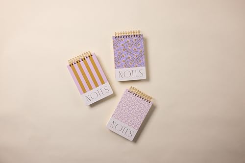 Image of DesignWorks Ink Twin Wire Chunky Notepad - 5.75 inch x 8.5 inch Large To Do List Notepad & Daily Planner with Perpetual Headers - Top Spiral Binding & Hardcover, 192 Lined Sheets - Purple Vintage Floral