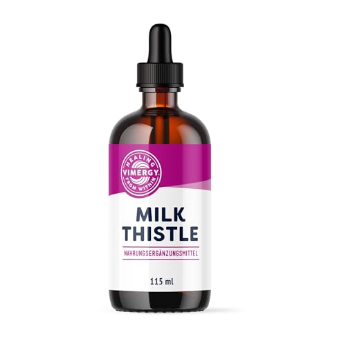 Vimergy Mariendistel Flüssig, 57 Einnahmen – Mariendistel Extrakt – Veganes Nahrungsergänzungsmittel – Ohne Zucker oder Bindemittel –Gentechnik- und Glutenfrei (115 ml)