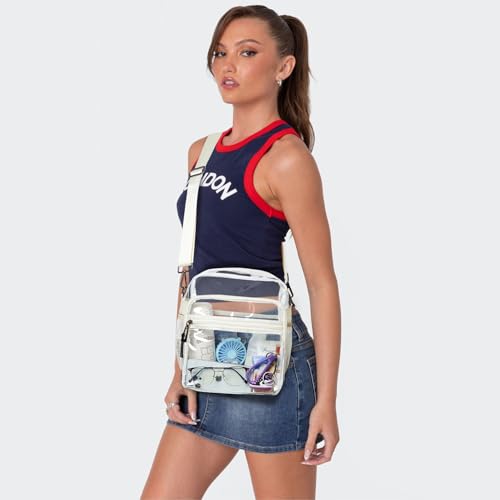 Image of LATMAP Clear Bag for Stadium Events 12x6x12 Clear Purse with 3-Zipper Pockets Crossbody Handbag Tote for Concerts Sports