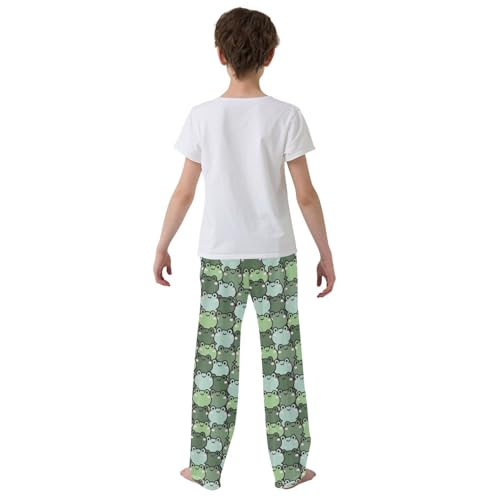 ZZXXB Cartoon Frog Print Boys Long Pants Soft Trousers Elastic Waist Kids Lounge Bottoms with Pockets S-XL3