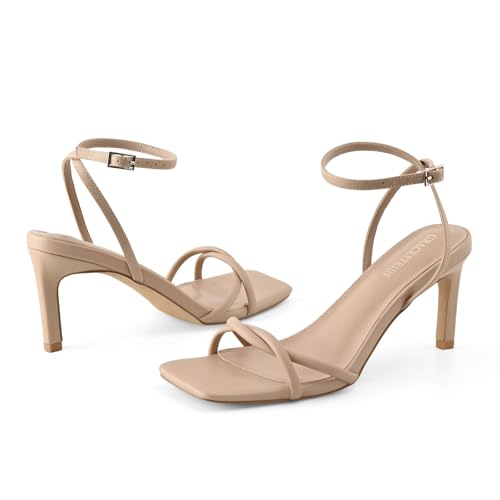 Women’s Heeled Sandals Strappy Stilettos Square Open Toe Heels Ankle Strap Comfort Dress Wedding Party Shoes4
