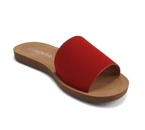 Image of Soda Shoes Efron-S Women Flip Flops Basic Plain Slippers Slip On Sandals Slides Casual Peep Toe Beach