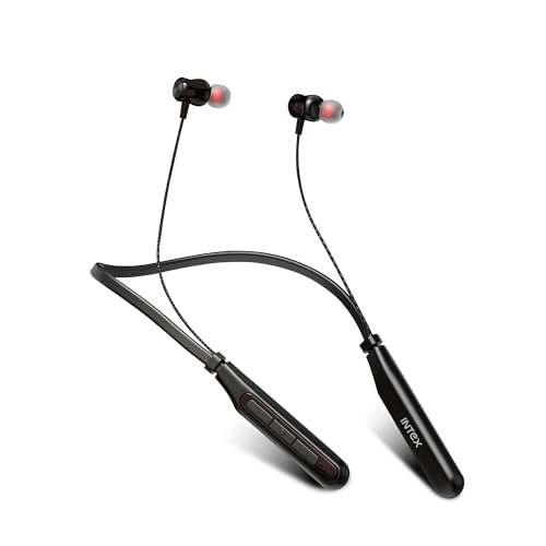 Image of Intex NeckPro Vibe Wireless Neckband Earphones with 30H Playtime | Bluetooth v5.3, AI Assistant | Magnetic Earbuds, Type-C Fast Charging | Deep Bass & HD Mic for Calling - Black