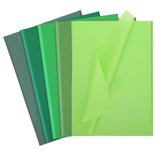 woric 60 Sheets Green Tissue Paper Bulk 50 * 35cm Green Wrapping Paper 5 Colors Multicolor Tissue Paper Sheets for Gift Bags Flower DIY Crafts Spring Decoration Birthday Holiday Party