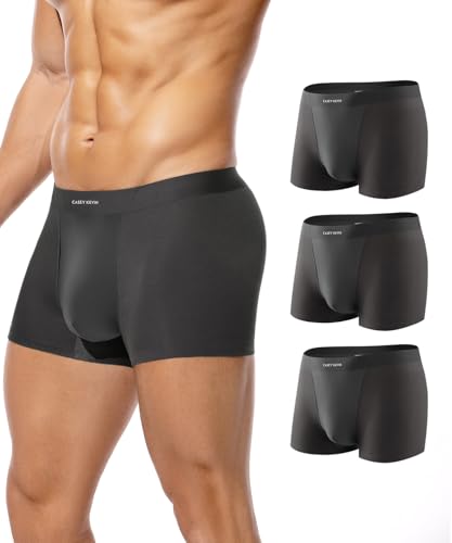 Casey Kevin Mens Boxer Briefs,Sexy Silk Mesh Underwear,Soft Breathable Moisture-Wicking Trunks with Pouch 3 Pack