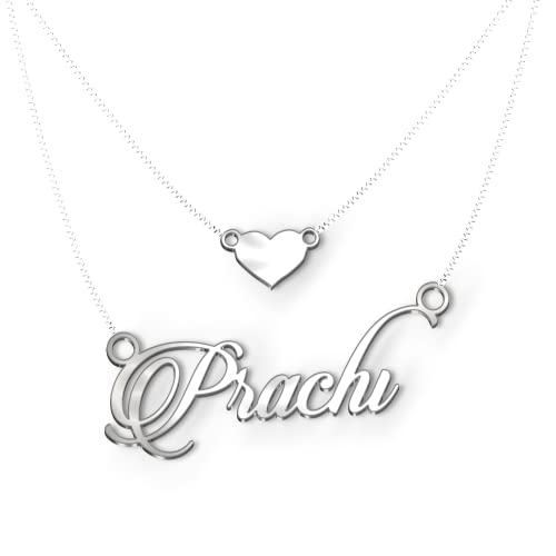 Image of Prachi Cursive Gold & Silver Name Pendant Necklace, Best Jewelry Gift for Girls.