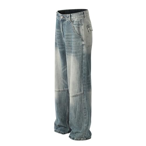 Jeans Pants Trousers Denim Retro Street Trendy Wash Gradient Loose Wide Leg Commuting for Men3