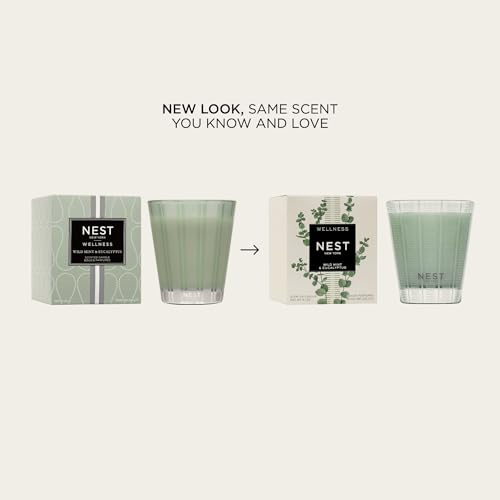 NEST New York Scented Classic Candle, Wild Mint & Eucalyptus - 8.1 oz - Up to 60-Hour Burn Time - Reusable Glass Vessel