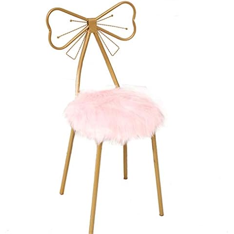 Silla de Respaldo con Respaldo Dormitorio de Niña Tocador Taburete de Maquillaje Cuero de PU Silla de Comedor Muebles Dorados Cover