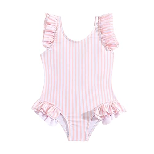 Toddler Baby Girl Ruffle Swimsuit Sleeveless Striped Swimwear Cute Summer Beachwear Bathing Suit One Piece Swimsuits