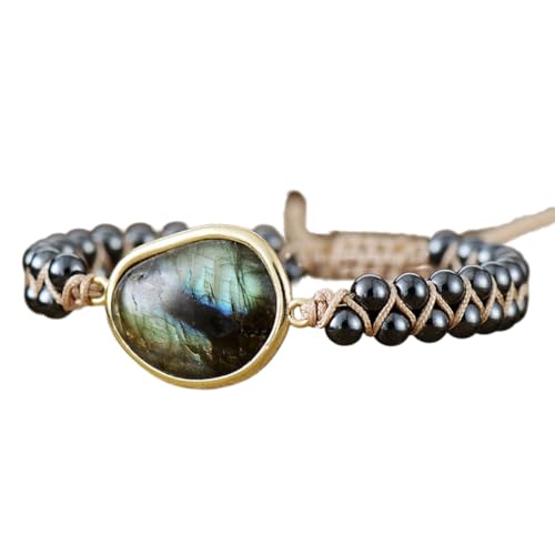 Image of Women Boho Wrap Bracelet,Handmade Natural Stone Crystal Emperor Beads Heart Bracelet, Fashion Bohemian Jewelry Gift for Women