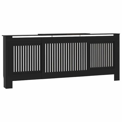 Image of Black Engineered Wood Radiator Cover 2 pcs 80.71 x 8.07 x 32.09 in, Water Resistant with Efficient Heat Flow, Modern Shelf for Home Decor, Durable and Easy Maintenance Living