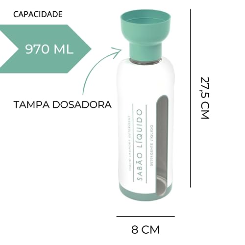 Porta Sabão Liquido Tampa Dosador Lavanderia Verde 970 ml