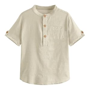 Haloumoning Jungen Henley Hemd Beige 140