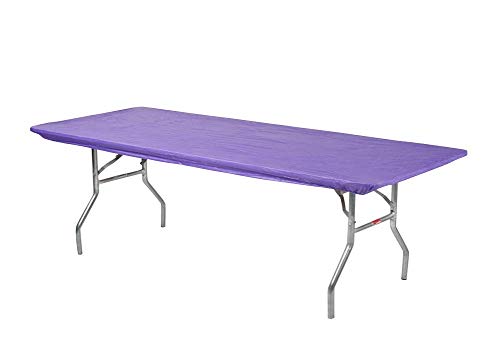 Image of Kwik-Covers 6' Rectangle Plastic Table Covers 30 inch x 72 inch, Bundle of 5 (Purple)