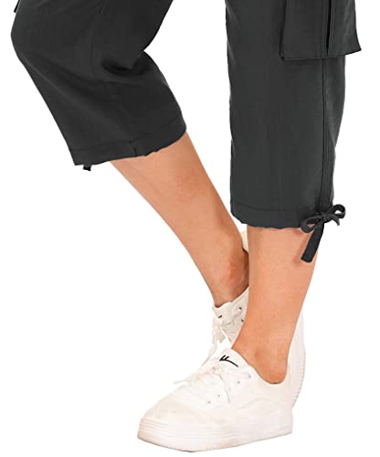 Image of MoFiz Womens Capris with Pockets Loose Fit Casual Capri Pants Dressy Lightweight Ladies Baggy Cargo Pants for Hiking