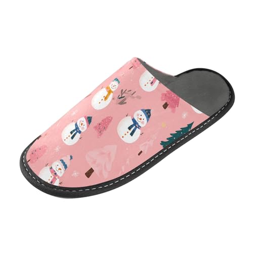 Slippers for Women Snowman Christmas Tree Pattern Soft Winter Warm Shoes Indoor Outdoor Non-Slip House Travel Slippers2