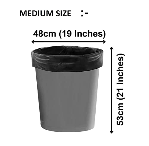 Image of Kitchenwell Medium 270 Garbage Bags /Trash Bags /Dustbin Bags, 19x21 Inches Black (9 Roll , Per Roll 30 Piece)