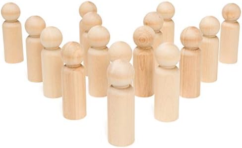 Large Wooden Peg Dolls 3-1/2 inch, Pack of 50 Unfinished Jumbo Dad Peg Doll Figures for Peg People Crafts