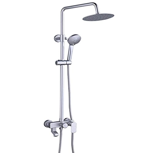 Mélangeur de salle de bain en aluminium avec colonne de douche eau chaude et froide et robinet pivotant