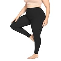 LOPILY Legging Taille Haute pour Femme - Grandes Tailles Opaque Noir de Sport Long Pantalon élastique Yoga Course Leggings Lot Women's Cotton/Spandex Plus Size