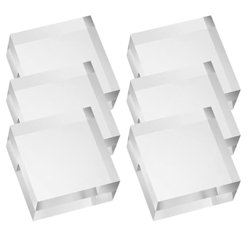 Enwye Lot De 6 Cubes En Acrylique Transparent De 5,08 X 5,08 X 2,5 Cm, Blocs De Présentation Carrés En Acrylique, Transparents Et Polis, Pour Présentoir De Bagues Et Bijoux