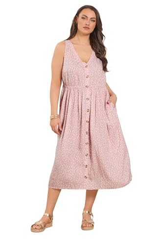 Image of Yours Curve Pink Ditsy Floral Sundress - Women's - Plus Size Curve