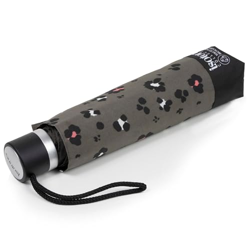 Isotoner Parapluie solide, ultra déperlant, à ouverture/fermeture manuelle, léopard kaki