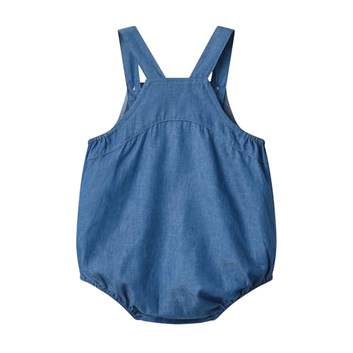 Baby Infant Boys Grils Denim Bodysuit Little Bear Pocket Jumper Outfits One Piece Romper3