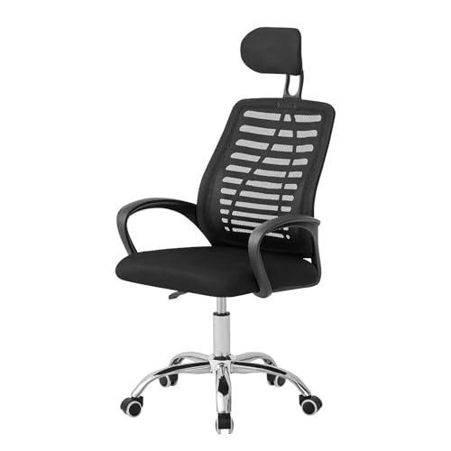 Sulfar Office Chair, Comfort Ergonomic Height Adjustable Desk Chair with Lumbar Support Backrest (Black)
