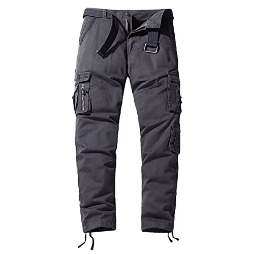 Maiyifu-GJ Men's Camo Hiking Cargo Pants Casual Lightweight Multi Pocket Pant Straight Outdoor Tactical Military Trousers (Grey,29)