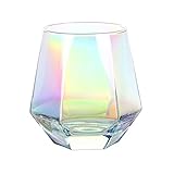 DIEWEISIMI Wine Glass, Stemless Wine Glass for Red and White Wine, Iridescent Diamond Shaped Glassware for Whiskey, Cocktail, Gift for Anniversary, Wedding, Housewarming, Birthday