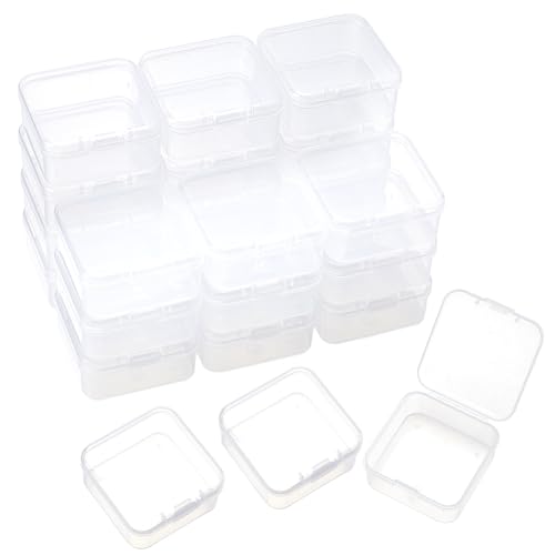 Image of 30Pcs 1.7 x 1.7 x 0.8In Plastic Bead Storage Containers Small Bead Containers Mini Clear Square Bead Storage and Organizer Boxes with Hinged Lid for DIY Art Craft Accessor Tiny Items Storage