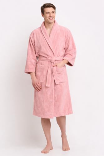 Image of CREEVA Luxury 100% Cotton Bathrobe for Men & Women | Super Soft Velour | Shawl Collar | Highly Absorbent | Ideal for Spa, Shower, Gym, Travel & Gifting