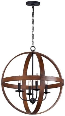 Maxim Compass-4 Light Pendant-22.5 Inches Wide by 24.75 inches high-Antique Pecan/Black Finish