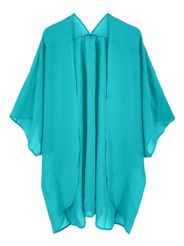 Moss Rose Women's Beach Kimono Coverup Sheer Chiffon Cover Ups, Casual Loose Open Front Cardigan Tops