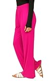 L S U Pantalones Palazzo para mujer, acampanados, cintura elástica, pierna ancha, ropa de descanso, casual, suave, cómodo, elegante, fucsia, 4XL