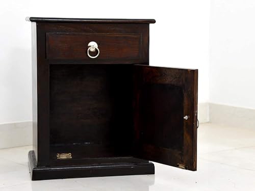 Image of Sheesham Wood Side Tables for Bedroom | Side Table | End Table for Living Room | Wooden Side Table | Night Stand Table for Bedroom | Color:- Walnut Finish