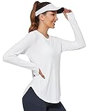 Promover Langarmshirts für Damen Sonnenschutz Shirt UPF 50+ Sport Blusen UV Schutz Leichte Schnell Trocknende Rashguards Draussen Sportshirt