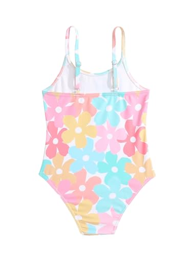 WDIRARA Toddle Girl's Floral Print Spaghetti Strap One Piece Swimsuit Beach Swimwear2