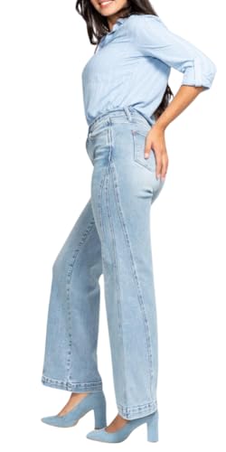 Judy Blue High Waist Light Indigo Retro Side Seam Wide Leg, 32" Inseam3