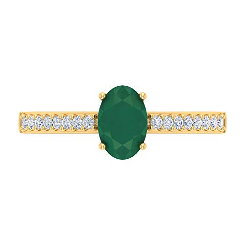 FINEROCK 1 Carat Oval Shape Emerald and Round Diamond Solitaire Engagement Ring in 10K Gold3