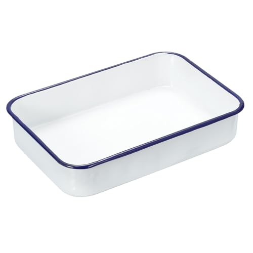 Paleta de bandeja de carnicero rectangular en metal con esmalte blanco de 24x16x5 cm 2