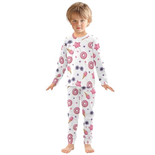 Pajama Sets Long Sleeve Sweet Donuts Ice Creams Soft Comfy Sleepwear 2 Piece PJS 3-8T2