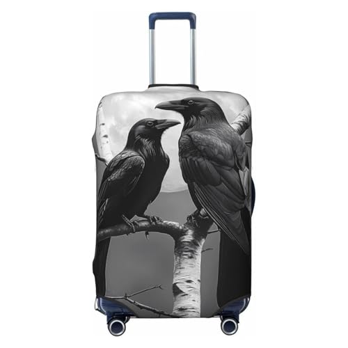 Crow Birds Elastic Travel Luggage Cover, Washable Spandex Suitcase Protector, Anti-Scratch Fits 18-32 Inch