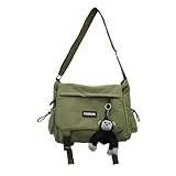 heyheyshine Large Capacity Unisex Shoulder Bags - Japan Korean Style Waterproof Nylon Messenger Bags (Army Green)