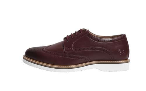 Image of Neeman's Luxe Brogues for Men | Antique Finish Faux Leather (PU) with Mendelian Brogue Pattern | Comfortable Semi-Casual Brogues