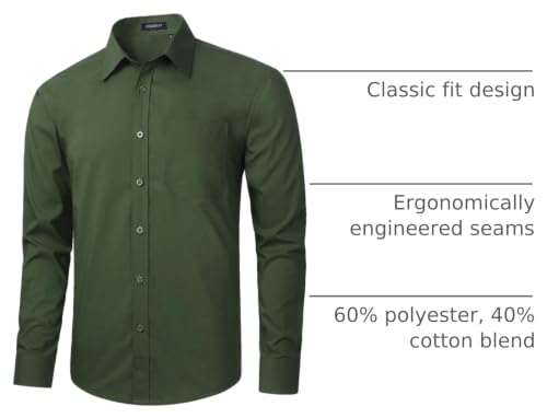 Image of HISDERN Mens Dress Shirts Long Sleeve Button Down Casual Shirts for Men Inner Contrast Formal Business Tuxedo Wedding Shirt