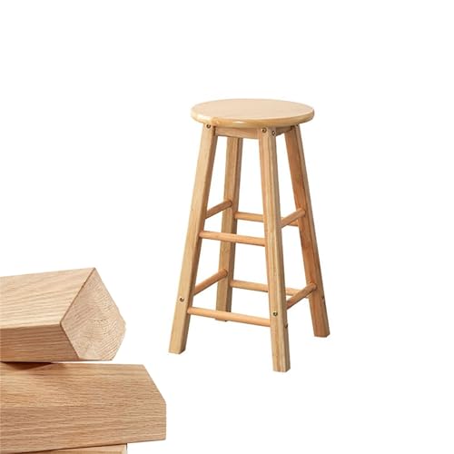 Moderno taburete de madera de 60 cm de altura, silla alta redonda con reposapiés, elegante asiento de bar para el hogar, oficina, aula, comedor, taburete de 24 pulgadas de alto