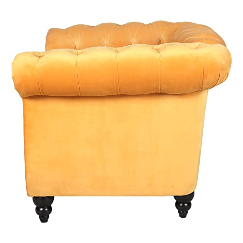 Levnary Velvet Chesterfield Chair, Mid-Century Modern Single Sofa Chair With Button Tufted Backrest And Nailhead Decor, Tufted Upholstered Rolled Armchair For Home Bedroom Reading Room (Yellow) #TOP3